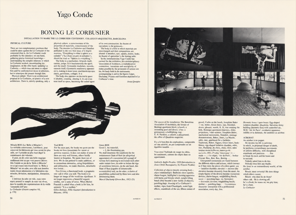“Boxing Le Corbusier”, de Yago Conde, pp. 50-52, AA Files, #19, 1990.